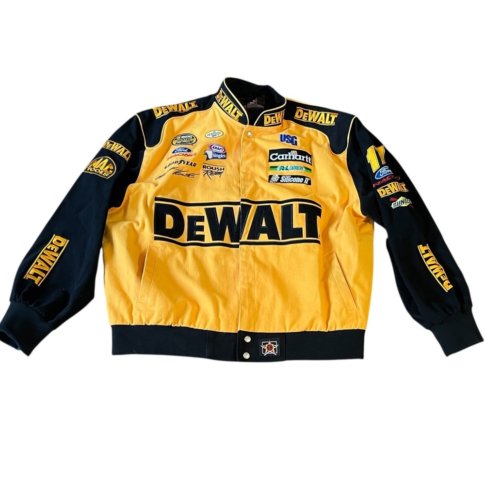 Vintage Dewalt Matt Kenseth 17 Nascar Racing Jacket 2XL JH Design Cotton Twill